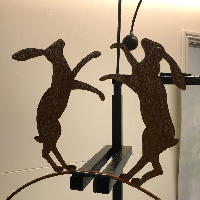 Boxing Hares Double Ball Wind Spinner/Rocker